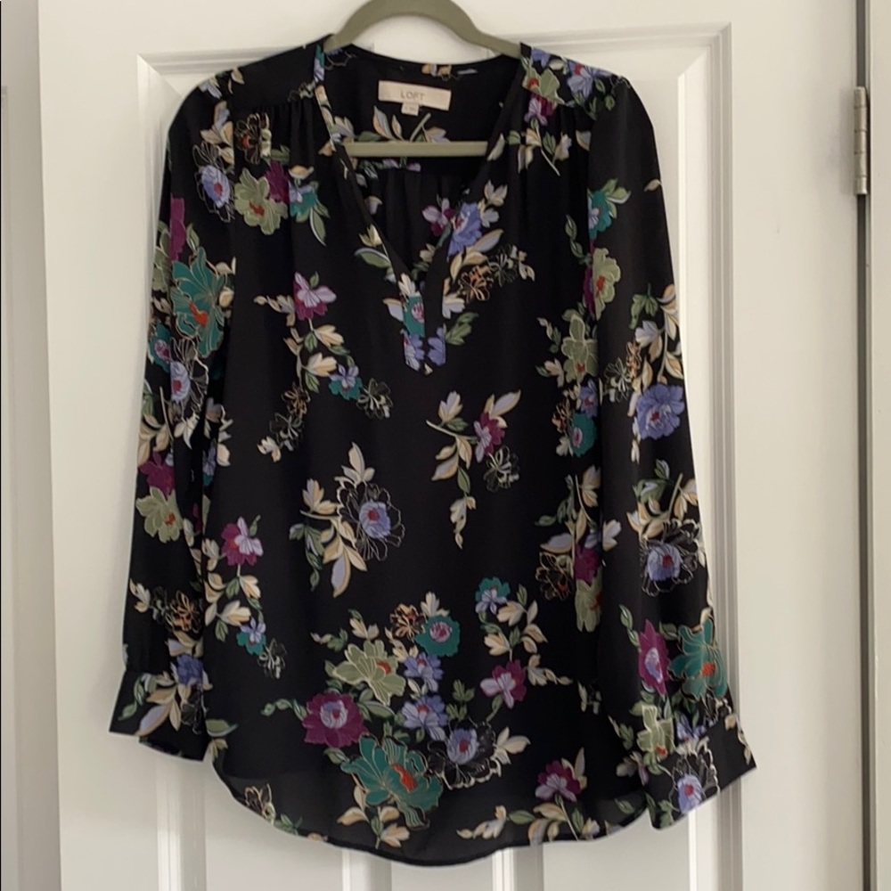Black floral Loft blouse